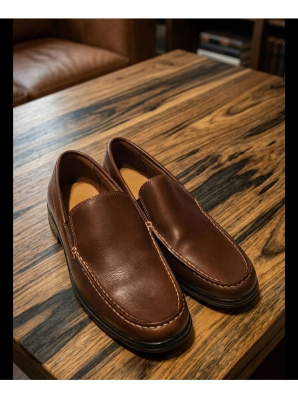 Cole Haan Grand.os Brown Leather Santa Barbara Twin Gore Loafer  Shoes Men 7.5M